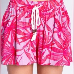 P.J. Salvage Pajama Shorts Tranquil Palm Size L Pink Purple Tie Comfy Women’s
